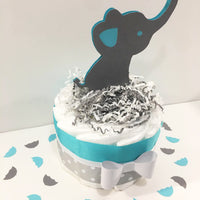Little Peanut 1 Tier Diaper Cake, Teal, Gray