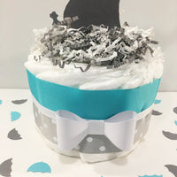 Little Peanut 1 Tier Diaper Cake, Teal, Gray