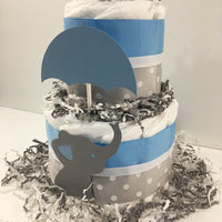Little Peanut 2 Tier Diaper Cake, Blue & Gray