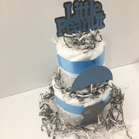 Little Peanut 2 Tier Diaper Cake, Blue & Gray
