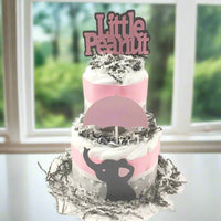 Pink & Gray Little Peanut Girl Diaper Cake