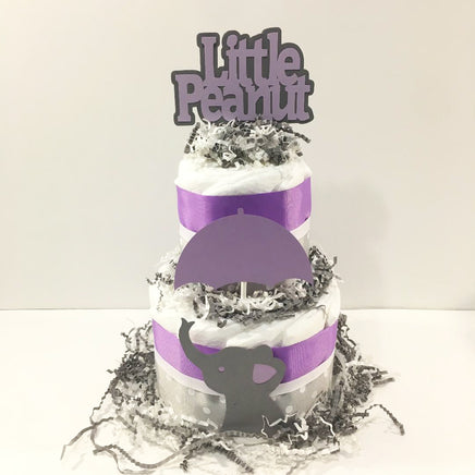 Lavender & Gray Little Peanut Girl Diaper Cake