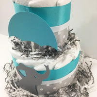 Little Peanut 2 Tier Diaper Cake, Teal, Gray
