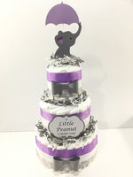 Lavender & Gray Little Peanut Diaper Cake