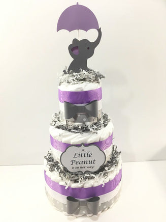 Lavender & Gray Little Peanut Diaper Cake