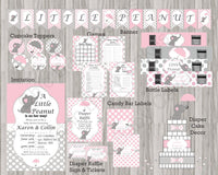 Pink and Gray Little Peanut Baby Shower Decoration Pack
