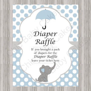 Blue & Gray Little Peanut Baby Shower Diaper Raffle Sign