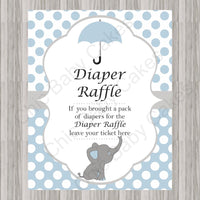 Blue & Gray Little Peanut Baby Shower Diaper Raffle Sign