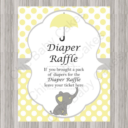 Yellow & Gray Little Peanut Baby Shower Diaper Raffle Sign