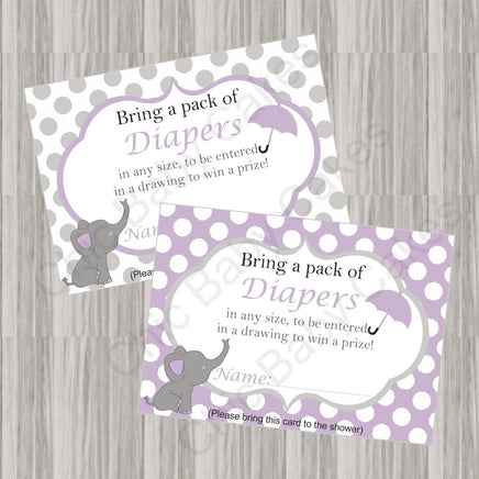 Purple & Gray Little Peanut Baby Shower Invite Diaper Raffle Tickets