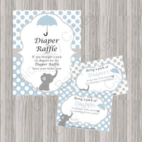 Blue and Gray Little Peanut Baby Shower Diaper Raffle Set