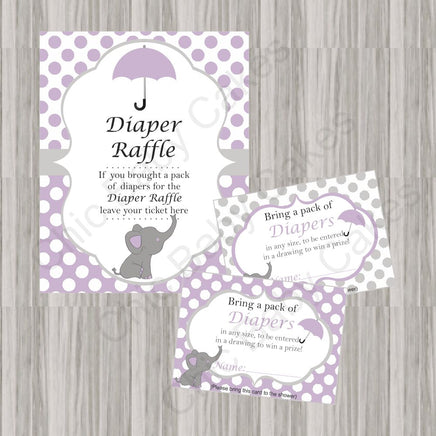 Purple & Gray Little Peanut Baby Shower Diaper Raffle Set