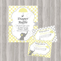 Yellow & Gray Little Peanut Baby Shower Diaper Raffle Set