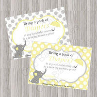Yellow & Gray Little Peanut Baby Shower Diaper Raffle Tickets