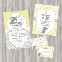 Yellow & Gray Little Peanut Baby Shower Invite Set