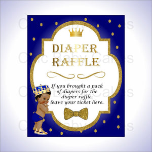 Royal Blue & Gold Prince Diaper Raffle Sign