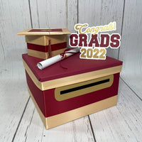 Maroon & Light Gold Graduation Card Box