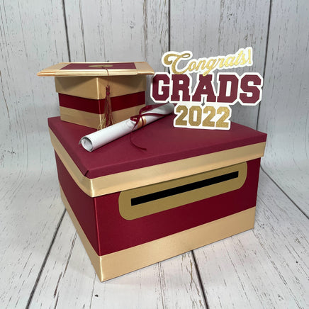 Maroon & Light Gold Graduation Card Box