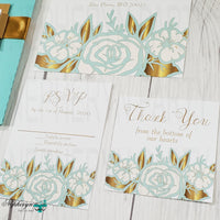 Mint & Gold Floral Wedding Invitation Set