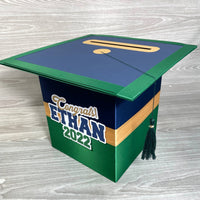 Grad Party Card Box - Navy, Green, Old Gold 8x8 Style 5
