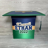 Grad Party Card Box - Navy, Green, Old Gold 8x8 Style 5
