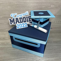 Graduation Card Box - Navy, Light Blue 10x10