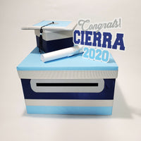 Graduation Card Box, Navy, Light Blue, 10x10