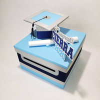 Graduation Card Box, Navy, Light Blue, 10x10