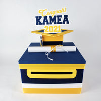 Navy & Yellow Gold Graduation Money Box