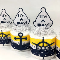 Nautical Boy Diaper Cake, Navy, Yellow