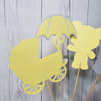 Neutral Baby Shower Centerpiece Sticks - Yellow, Gray