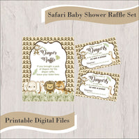 Gender Neutral Safari Baby Shower Diaper Raffle Set