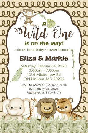 Gender Neutral Safari Baby Shower Invitation