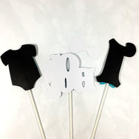 Oh Boy Birthday Centerpiece Sticks - Teal, Black, & Gray