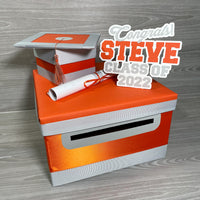 Graduation Card Box - Orange, Light Gray 10x10