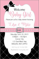 Printable Pink, Black, and Silver Baby Girl Birthday Party Invitation