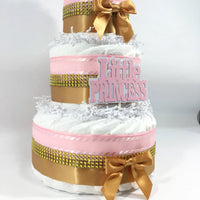 Little Princess 3-tier Diaper Cake, Pink, Gold