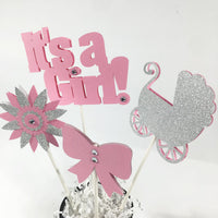 It's A Girl Centerpiece Sticks
