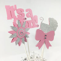 It's A Girl Centerpiece Sticks