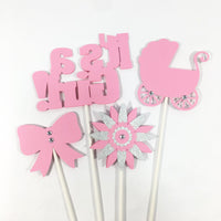 It's A Girl Centerpiece Sticks