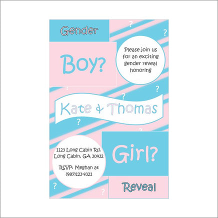 Pink & Blue Gender Reveal Invitation