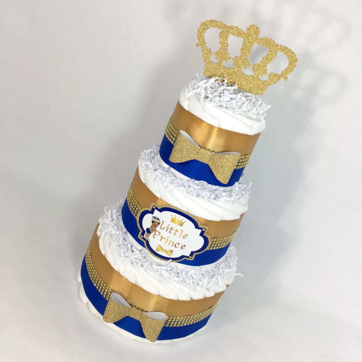 Little Man Diaper Cake Topper Decoration, Royal Blue and Gold