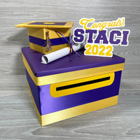 Graduation Card Box - Purple, Yellow Gold 10x10