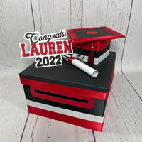 Black, Red, & White 10x10 Graduation Card Box