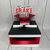 Graduation Card Box - Black, Red, White 10x10