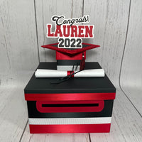 Black, Red, & White 10x10 Graduation Card Box