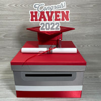 Graduation Card Box - Red, Gray, White 10x10