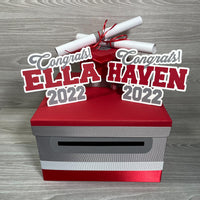Graduation Card Box - Red, Gray, White 10x10
