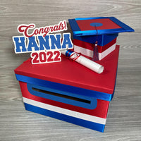 Graduation Card Box - Red, Royal Blue 10x10