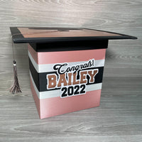 Rose Gold, Black, & White Graduation Card Box